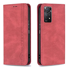 Custodia Portafoglio In Pelle Cover con Supporto B15F per Xiaomi Redmi Note 11 Pro 4G Rosso