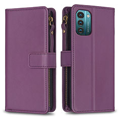 Custodia Portafoglio In Pelle Cover con Supporto B16F per Nokia G11 Viola