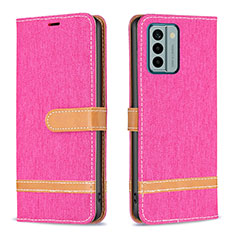 Custodia Portafoglio In Pelle Cover con Supporto B16F per Nokia G22 Rosa Caldo