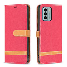 Custodia Portafoglio In Pelle Cover con Supporto B16F per Nokia G22 Rosso