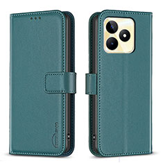 Custodia Portafoglio In Pelle Cover con Supporto B16F per Realme C51 Verde