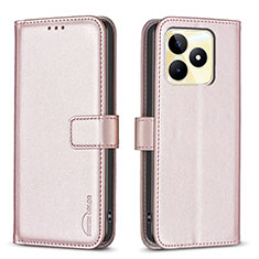 Custodia Portafoglio In Pelle Cover con Supporto B16F per Realme C53 India Rosa