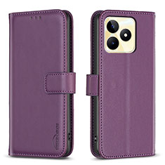 Custodia Portafoglio In Pelle Cover con Supporto B16F per Realme Narzo N53 Viola