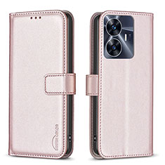 Custodia Portafoglio In Pelle Cover con Supporto B16F per Realme Narzo N55 Oro Rosa