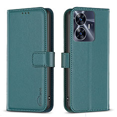 Custodia Portafoglio In Pelle Cover con Supporto B16F per Realme Narzo N55 Verde