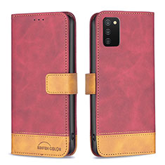 Custodia Portafoglio In Pelle Cover con Supporto B16F per Samsung Galaxy A02s Rosso