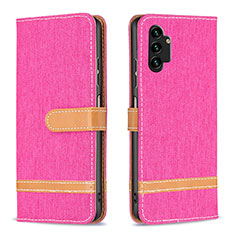 Custodia Portafoglio In Pelle Cover con Supporto B16F per Samsung Galaxy A13 4G Rosa Caldo