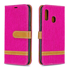 Custodia Portafoglio In Pelle Cover con Supporto B16F per Samsung Galaxy A20e Rosa Caldo