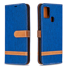 Custodia Portafoglio In Pelle Cover con Supporto B16F per Samsung Galaxy A21s Blu
