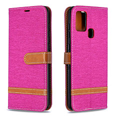 Custodia Portafoglio In Pelle Cover con Supporto B16F per Samsung Galaxy A21s Rosa Caldo