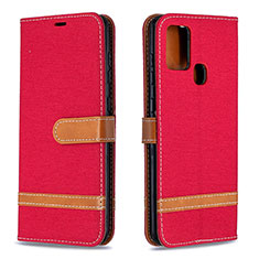 Custodia Portafoglio In Pelle Cover con Supporto B16F per Samsung Galaxy A21s Rosso