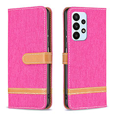 Custodia Portafoglio In Pelle Cover con Supporto B16F per Samsung Galaxy A23 4G Rosa Caldo