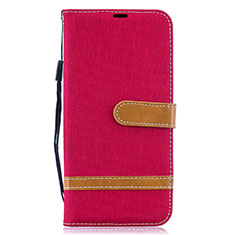 Custodia Portafoglio In Pelle Cover con Supporto B16F per Samsung Galaxy A30S Rosso