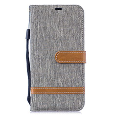 Custodia Portafoglio In Pelle Cover con Supporto B16F per Samsung Galaxy M20 Grigio