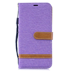 Custodia Portafoglio In Pelle Cover con Supporto B16F per Samsung Galaxy M20 Lavanda