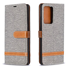 Custodia Portafoglio In Pelle Cover con Supporto B16F per Samsung Galaxy Note 20 Ultra 5G Grigio