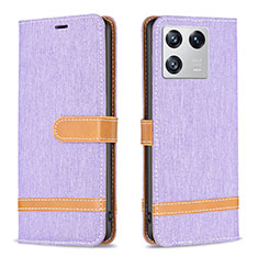 Custodia Portafoglio In Pelle Cover con Supporto B16F per Xiaomi Mi 13 5G Lavanda