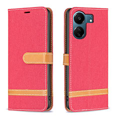 Custodia Portafoglio In Pelle Cover con Supporto B16F per Xiaomi Poco C65 Rosso