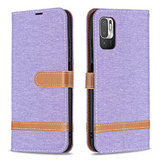 Custodia Portafoglio In Pelle Cover con Supporto B16F per Xiaomi POCO M3 Pro 5G Lavanda