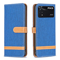 Custodia Portafoglio In Pelle Cover con Supporto B16F per Xiaomi Poco M4 Pro 4G Blu