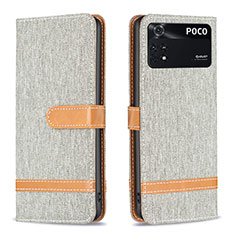 Custodia Portafoglio In Pelle Cover con Supporto B16F per Xiaomi Poco M4 Pro 4G Grigio