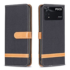 Custodia Portafoglio In Pelle Cover con Supporto B16F per Xiaomi Poco M4 Pro 4G Nero