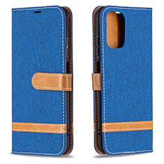 Custodia Portafoglio In Pelle Cover con Supporto B16F per Xiaomi Poco M5S Blu