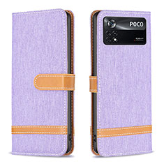 Custodia Portafoglio In Pelle Cover con Supporto B16F per Xiaomi Poco X4 Pro 5G Lavanda