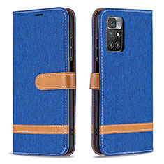 Custodia Portafoglio In Pelle Cover con Supporto B16F per Xiaomi Redmi 10 (2022) Blu