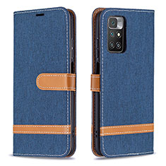 Custodia Portafoglio In Pelle Cover con Supporto B16F per Xiaomi Redmi 10 (2022) Blu Notte