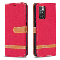 Custodia Portafoglio In Pelle Cover con Supporto B16F per Xiaomi Redmi 10 4G Rosso