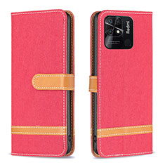 Custodia Portafoglio In Pelle Cover con Supporto B16F per Xiaomi Redmi 10 Power Rosso