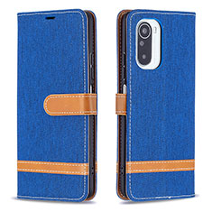 Custodia Portafoglio In Pelle Cover con Supporto B16F per Xiaomi Redmi K40 Pro 5G Blu