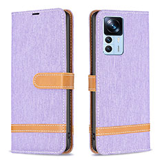 Custodia Portafoglio In Pelle Cover con Supporto B16F per Xiaomi Redmi K50 Ultra 5G Lavanda