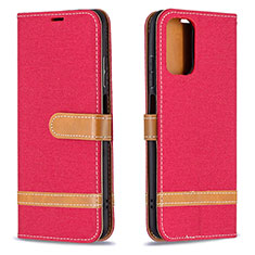 Custodia Portafoglio In Pelle Cover con Supporto B16F per Xiaomi Redmi Note 10 4G Rosso