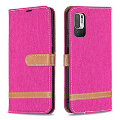 Custodia Portafoglio In Pelle Cover con Supporto B16F per Xiaomi Redmi Note 10T 5G Rosa Caldo