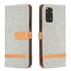 Custodia Portafoglio In Pelle Cover con Supporto B16F per Xiaomi Redmi Note 11 4G (2022) Grigio