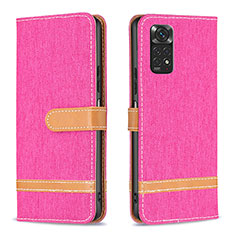 Custodia Portafoglio In Pelle Cover con Supporto B16F per Xiaomi Redmi Note 11 4G (2022) Rosa Caldo