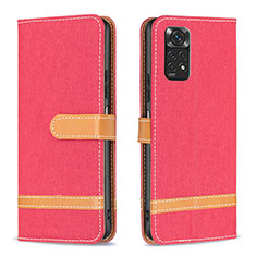 Custodia Portafoglio In Pelle Cover con Supporto B16F per Xiaomi Redmi Note 11 4G (2022) Rosso