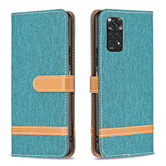 Custodia Portafoglio In Pelle Cover con Supporto B16F per Xiaomi Redmi Note 11 4G (2022) Verde