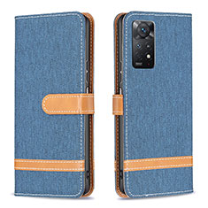 Custodia Portafoglio In Pelle Cover con Supporto B16F per Xiaomi Redmi Note 11 Pro 4G Blu Notte