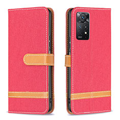 Custodia Portafoglio In Pelle Cover con Supporto B16F per Xiaomi Redmi Note 11 Pro 5G Rosso
