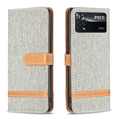 Custodia Portafoglio In Pelle Cover con Supporto B16F per Xiaomi Redmi Note 11E Pro 5G Grigio