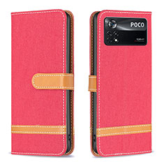 Custodia Portafoglio In Pelle Cover con Supporto B16F per Xiaomi Redmi Note 11E Pro 5G Rosso