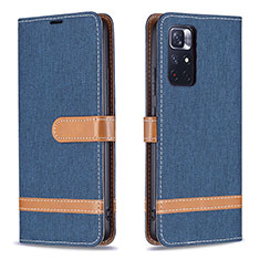 Custodia Portafoglio In Pelle Cover con Supporto B16F per Xiaomi Redmi Note 11S 5G Blu Notte