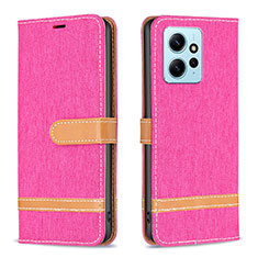 Custodia Portafoglio In Pelle Cover con Supporto B16F per Xiaomi Redmi Note 12 4G Rosa Caldo