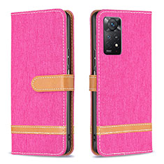 Custodia Portafoglio In Pelle Cover con Supporto B16F per Xiaomi Redmi Note 12 Pro 4G Rosa Caldo