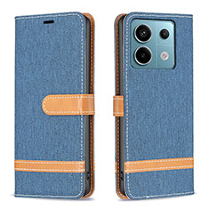 Custodia Portafoglio In Pelle Cover con Supporto B16F per Xiaomi Redmi Note 13 Pro 5G Cielo Blu