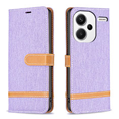 Custodia Portafoglio In Pelle Cover con Supporto B16F per Xiaomi Redmi Note 13 Pro+ Plus 5G Lavanda