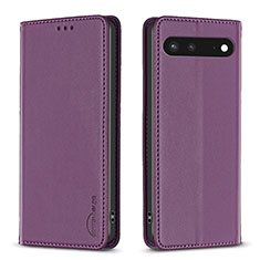 Custodia Portafoglio In Pelle Cover con Supporto B17F per Google Pixel 7 5G Viola